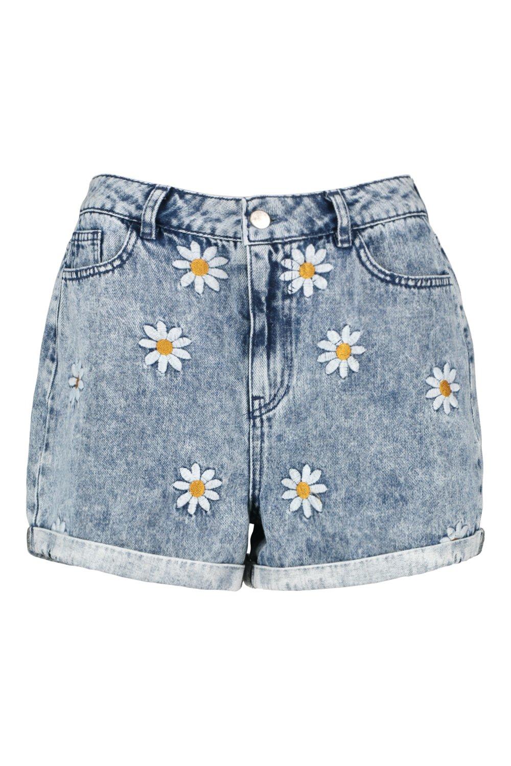 Denim Daisy Mom Short